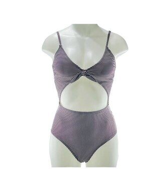 Striped Monokini Swimsuit With Cut-Out Design Adjustable Straps Size S Wild Cher